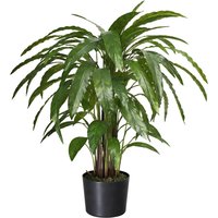 Artificial Calathea plant, 90cm tall, dark green leaves, black pot.