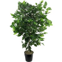 90cm artificial Ficus tree with dense green leaves in a black pot.