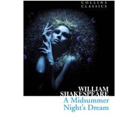 Collins Classics book cover of "A Midsummer Night's Dream" by William Shakespeare, featuring a mystical figure with flowers.