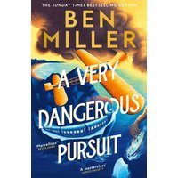 "A Very Dangerous Pursuit" book by HarperCollins, cover with fiery orange and blue artwork, plane and ocean imagery.
