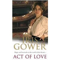 "Book cover 'Act of Love' featuring a woman in a white blouse standing in a theater with ornate balconies."