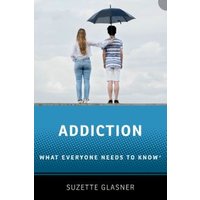 "Book titled 'Addiction' by Suzette Glasner, featuring a couple under an umbrella on a blue and black cover."