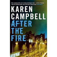 "Book 'After the Fire' by Karen Campbell, cover with cityscape at night and glowing streetlights"