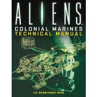 "Aliens Colonial Marines Technical Manual with green spaceship blueprint on black background"