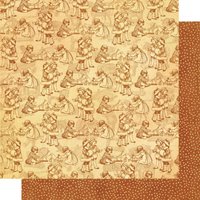 "Graphic 45 'All I Want for Christmas' scrapbook paper with vintage Santa illustrations and polka dot reverse side"