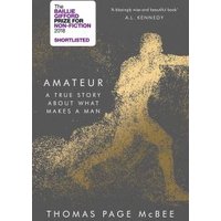 "Gray book 'Amateur' by Thomas Page McBee with gold silhouette of a boxer and award sticker on top left corner"