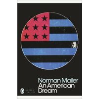 Black book cover, "An American Dream" by Norman Mailer, features a stylized American flag with stars and stripes in a circle.