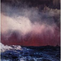 Vinyl record "Angst" by Vinyl Castle, cover art of stormy ocean waves under a dark, cloudy sky with hints of red.