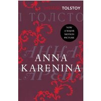 "Anna Karenina book with dark purple cover, red floral design, and white text by Tolstoy"