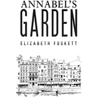 "Book 'Annabel's Garden' by Austin Macauley, cover with black and white illustration of coastal buildings."