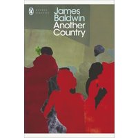 "Another Country" book by James Baldwin, cover with abstract red and black figures on a muted background.