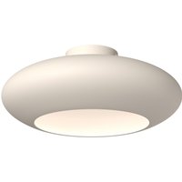 White Aros LED bowl-shaped semi flush ceiling light with smooth finish and warm 3000K illumination by Maytoni Lighting.