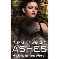 "Ashes" book cover featuring a woman with dark hair, cityscape background, and smoky texture overlay.