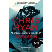 "Book cover for 'Assassin' by Chris Ryan, featuring a soldier in camouflage with a rifle, blue and red color scheme."