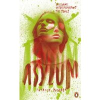 Book cover for "Asylum" with a green and red abstract face, splattered paint effect, and bold red title text.