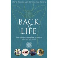 "Teal book 'Back to Life' with outlined spine illustration and photos of people in circular frames at bottom"