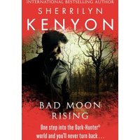 "Bad Moon Rising book by Sherrilyn Kenyon, red cover, silhouette of man in forest with full moon in background"