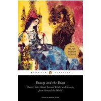 "Penguin Classics book 'Beauty and the Beast' with illustrated cover of a woman and beast, pink and yellow background"