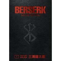 Black hardcover book "Berserk Deluxe Edition" with red text and a silver emblem on the front.