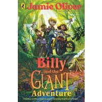 "Colorful book cover of 'Billy and the Giant Adventure' featuring kids on bikes in a lush, magical forest setting"