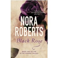 "Black Rose book by Nora Roberts with purple rose on beige background, part of the In the Garden trilogy"