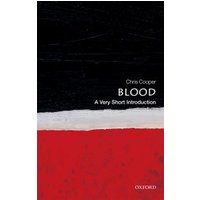 "Book titled 'Blood: A Very Short Introduction' by Chris Cooper, featuring a black, white, and red abstract cover design"