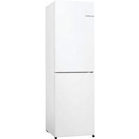 White Bosch Series 2 fridge freezer with top fridge, bottom freezer, and sleek handleless design.
