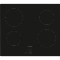 Black Bosch 60cm induction hob with four cooking zones and touch controls.