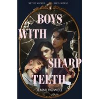 "Boys With Sharp Teeth book cover, three men in mirror with cracked glass, dark background, gothic style"