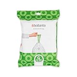 Brabantia PerfectFit Bin Liners, green packaging, 40 bags, drawstring handles, size G, 23-30 litre capacity.