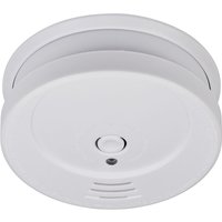 White circular Brennenstuhl RM C 9010 smoke detector with central test button and vent slots.