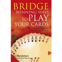 "Bridge book titled 'Winning Ways to Play Your Cards' by Paul Mendelson, featuring a fan of playing cards on cover"