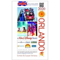 "Brit Guide to Orlando 2020 book cover with roller coaster, water park images, and bold orange 'Orlando' text on white background"