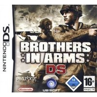 Nintendo DS game "Brothers In Arms" cover with soldiers, rugged font, and war-themed background.