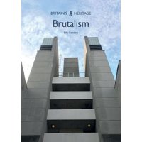 Book titled "Brutalism" with a cover image of a concrete building featuring tall, rectangular structures against a blue sky.