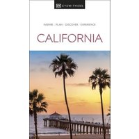 Travel guidebook titled "California" featuring a sunset view of palm trees and a pier over the ocean.