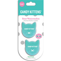 Candy Kittens Twin Vent Air Freshener, cat head shape, teal color, Sour Watermelon scent, two-pack.