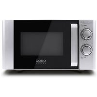 Caso MG 20 Ecostyle Ceramic Microwave & Grill, silver with black door, dual control knobs on the right.