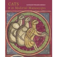 "Book 'Cats in Medieval Manuscripts' with illustrated medieval cats on cover, red and green border design"