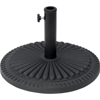 Black round cement parasol base by Outsunny with textured radial pattern and adjustable tightening knob.