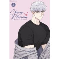 "Cherry Blossoms After Winter Vol. 4, manga with a character in a black shirt, white hair, and a pink background"
