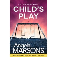 "Child's Play book by Angela Marsons, cover with swingset silhouette against a pink and purple sky."