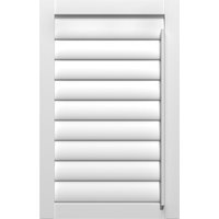 Cotton white shutter with horizontal slats and a sleek, perfect fit design for windows.