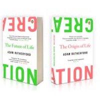 "Two books titled 'Creation' by Adam Rutherford, featuring bold red and green text on white covers."