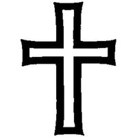 Black outline cross stamp with bold edges and symmetrical design by Art Stamps.