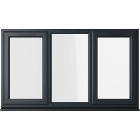 Grey and white uPVC double glazed window, left and right hung, clear glass, 1770mm x 1190mm, by Crystal.