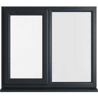 Grey/white uPVC window, double glazed, left hung, 1190x1040mm, clear glass, sleek modern frame design.