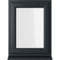 Grey/white uPVC window, double glazed, left hung, 610x820mm, clear glass, sleek frame design.