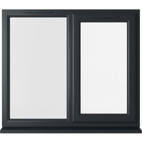Grey/white uPVC window, double glazed, right hung, 1190mm x 1190mm, clear glass, sleek modern frame design.