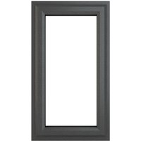 Grey and white uPVC window, double glazed, right hung, 610mm x 965mm, with clear glass and sleek frame design.